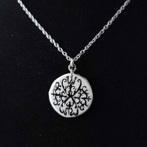 Victorian gothic thorns silver circle pendant necklace